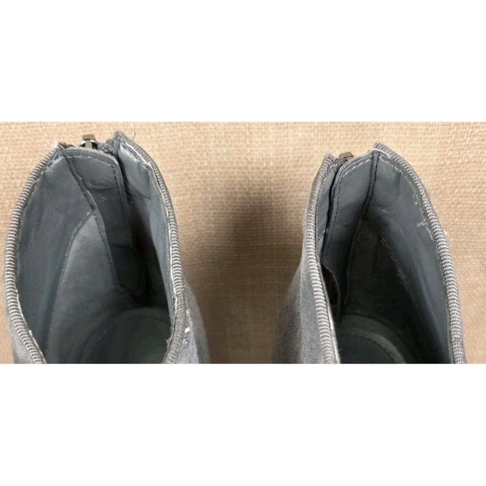 White House Black Market Marlee Open Toe Smoked Pearl Suede Buckle Booties Sz 9M